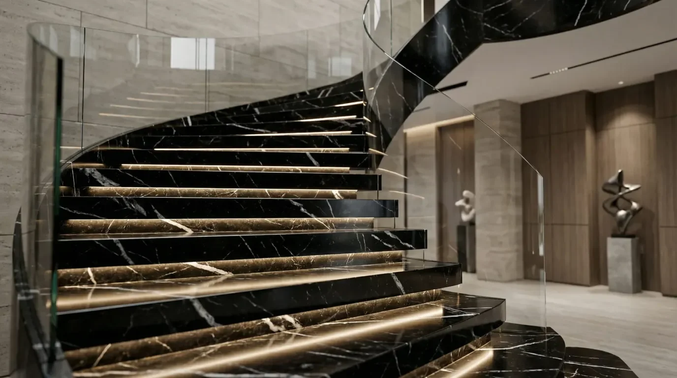escada com granito preto